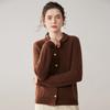 Korean Style Loose Cashmere Cable Knit Polo Collar Cardigan for Women