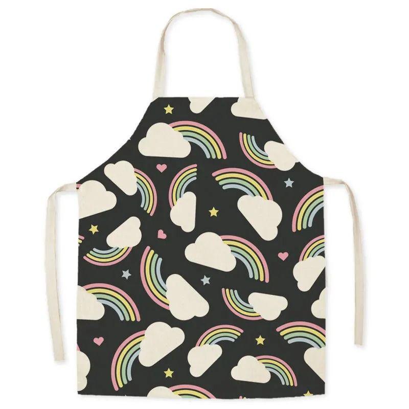 Summer Rainbow Sun Abstract Pattern Apron Adult Sleeveless Kitchen Men And Women Home Baking Waist Bib
