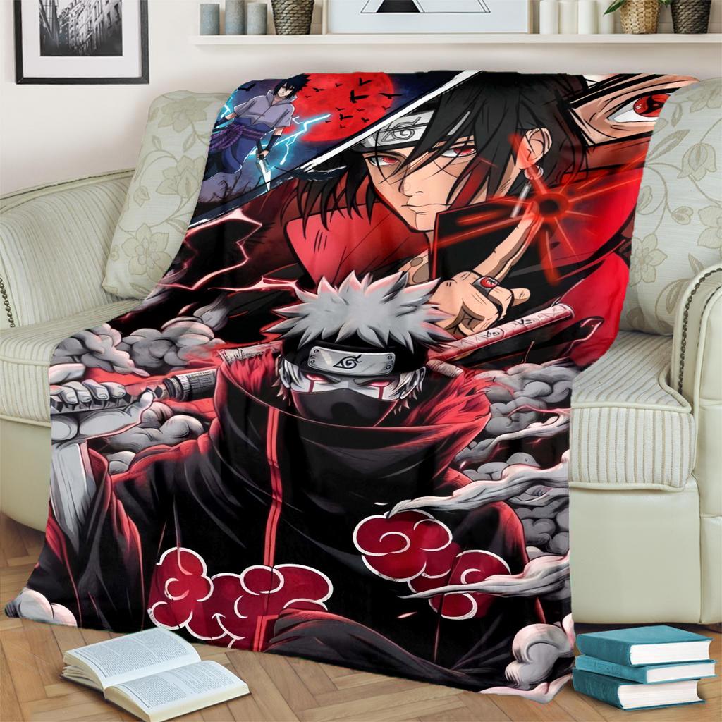 Anime-Naruto Print Blanket Warm Comfortable Flannel Blanket for Bedrooms, Sofas, Beds, Chairs, Picnics, Travel -LXR56