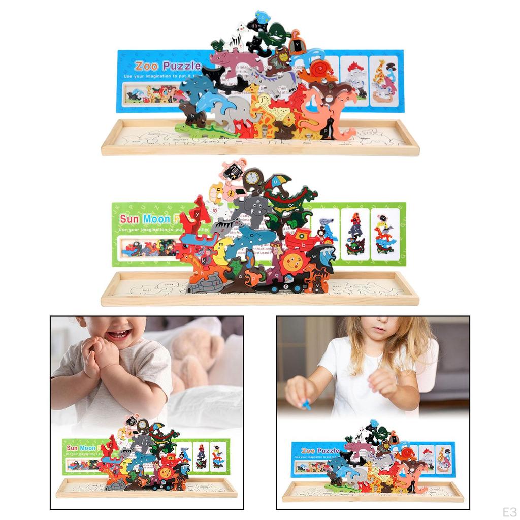 Animal Puzzles Jigsaw Toy, Developmental Wooden Toddlers Puzzles, Puzzle Set