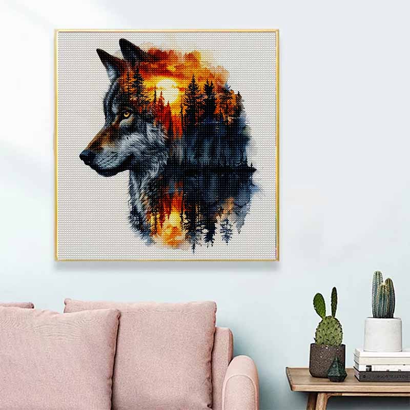 New Arrival 5D DIY Full Circle Diamond Painting "Wolf Shadow" Embroidery Cross Stitch Home Decor Gift
