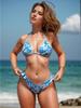 2024 Sexy Bikiny s trojúhelníkovým potiskem: Přeshraniční evropský a americký styl se zavazovacím designem
