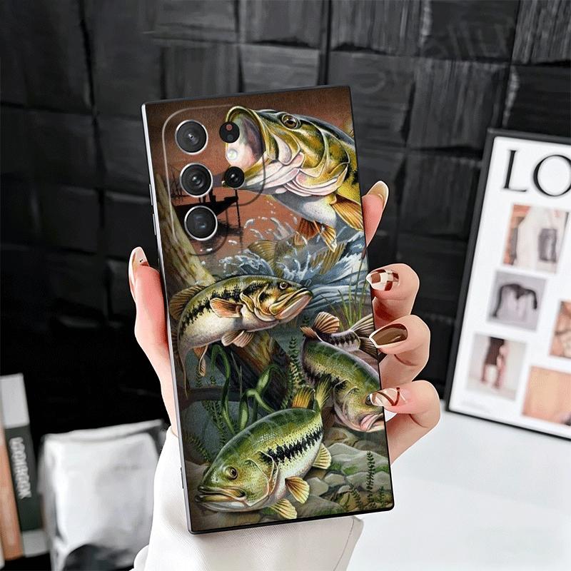 Carp Fish Fishing Rod Soft Phone Case for Samsung Galaxy S26 S25 Edge S24 Ultra S23 Plus S22 S21 FE S20 Black Cover Back Shell