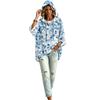 Women's Vintage Floral Print Hooded Pullover Top with Three-Quarter Sleeves for Casual Everyday Wear
