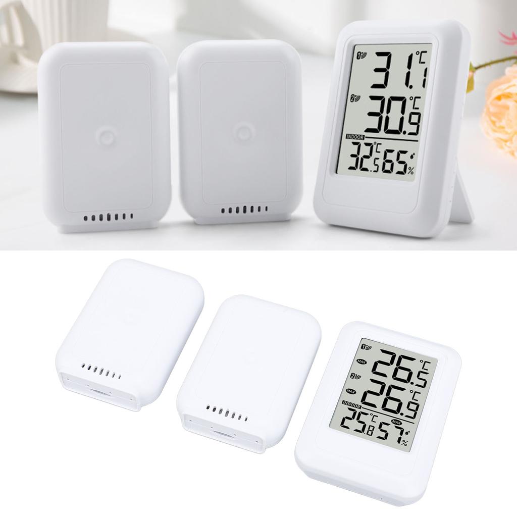Wireless Indoor Outdoor Thermometer Hygrometer, High   Digital Thermometer with Time Display Alarm Calendar Function for Home,