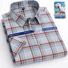 Men's Plus Size Short Sleeve Plaid Oxford Cotton Shirt