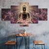 Buddha Chinese Meditation Of Silent Illumination 5 Piece Five Panel Wall Canvas Print Modern Art Poster Picture Home Decor Gift For Him Her