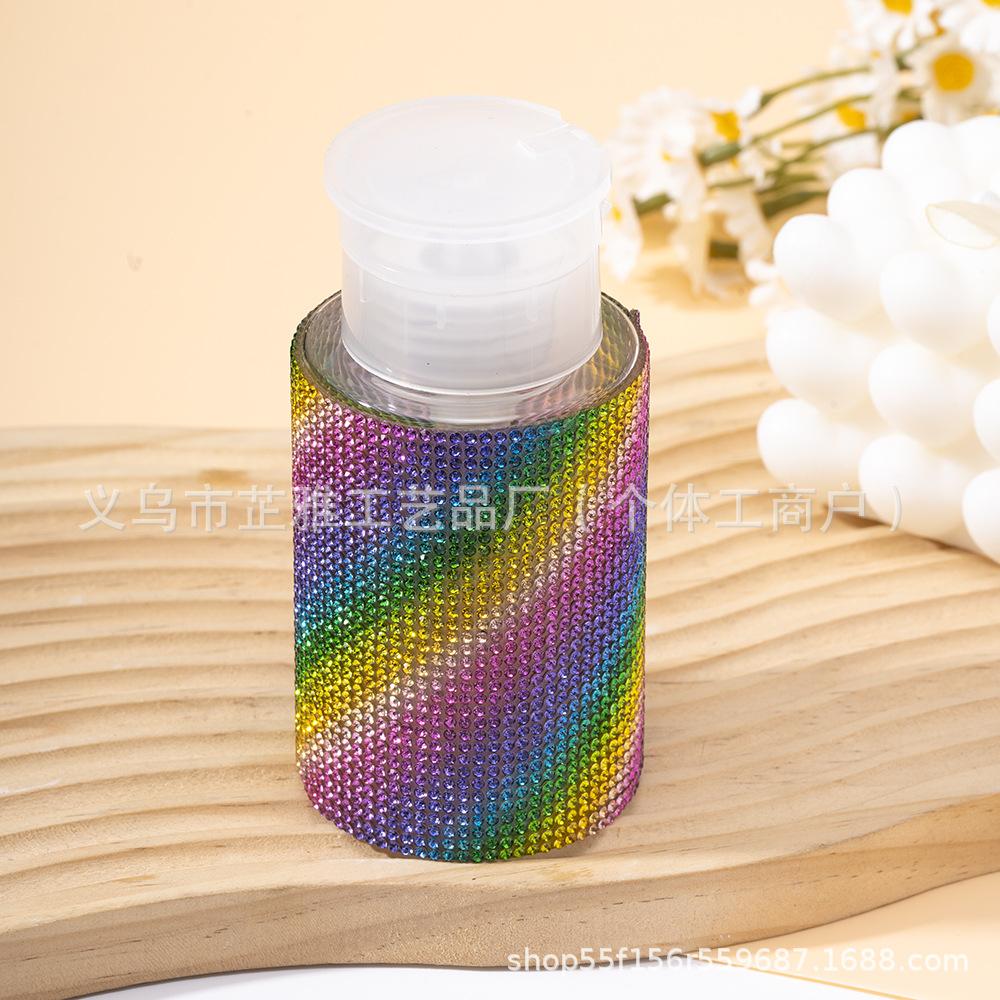

new full diamond 200ml pressing bottle makeup remover liquid makeup water separate empty bottle travel portable bottle 200ml