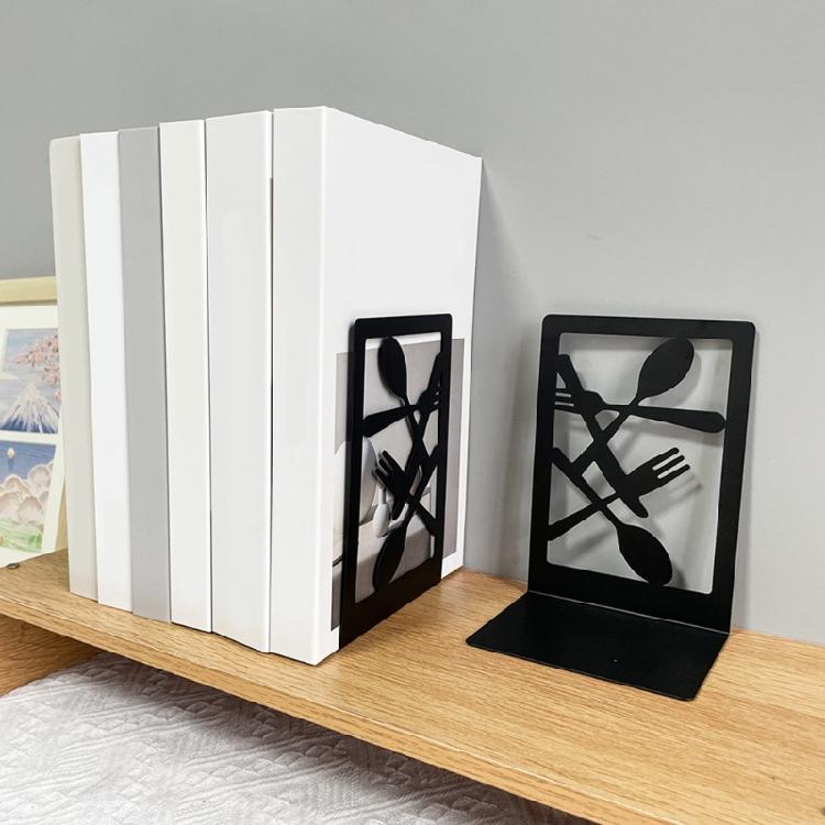 Books Holders Table Picture Album Holders for Displaying Books Metal Books Stand, Hollow Out Design Bookends Bookshelfs