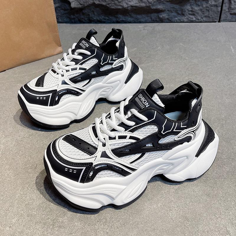 Mesh Breathable Fashion Trend Comfortable Old Thick Sole Heightening Dad Shoes Korean Version of High-end Cool Sports and Leisure Shoes
