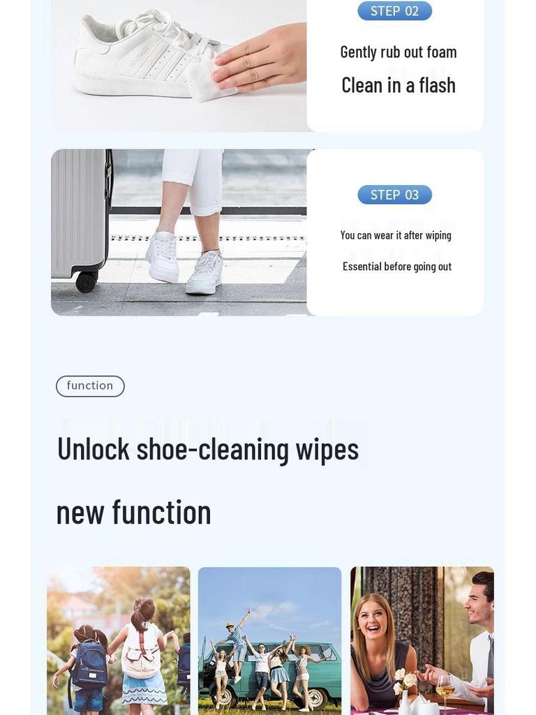 5-Pack Shoe Cleaning Wipes for White Sneakers, Leather Shoes, Stain Remover, No-Wash Required