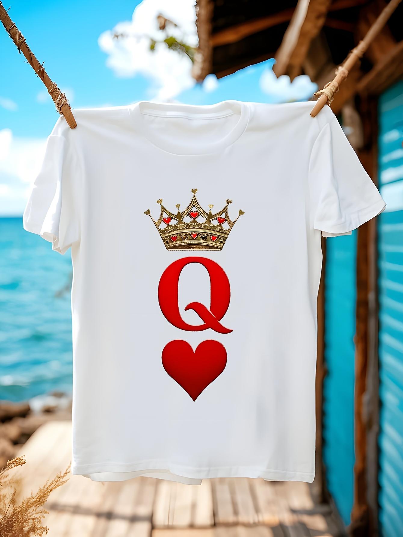 Wo Queen of Hearts Tshirt White Tee with Red Queen Symbol XL