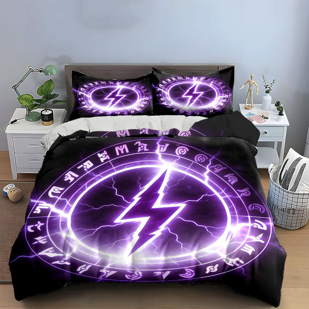 Magical Symbol Lightning Decor Set Soft Comfortable Duvet Cover Bedding Set Included 1*Duvet Cover & 2*Pillowcases, Gift