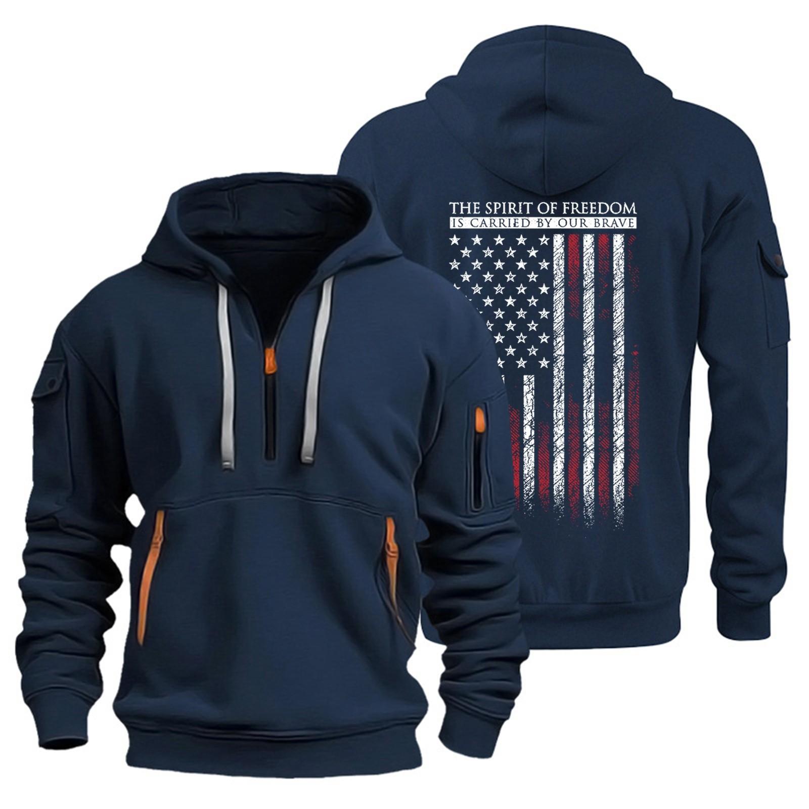 

Мужская толстовка с капюшоном с принтом, кардиган на молнии с карманом на рукаве, мужская спортивная повседневная толстовка большого размера XXXL темно-синий