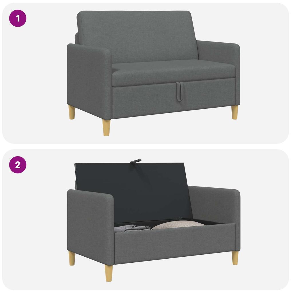 Storage Sofa in Dark Grey 122 x 78 x 87 cm Polyester