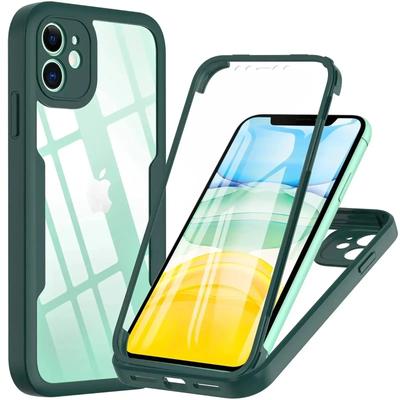 360-Grad-Full-Body-Vorder- und Rückseite, transparente Hülle für iPhone 16 15 14 13 11 12 Pro Max XS X XR 7 8 Plus SE 2022, stoßfeste Silikon-Kameraobjektiv-Bildschirm-Stoßfängerabdeckung
