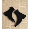 Temperament Coarse Heel Elastic Boots Season French Retro Skinny Pointed Skinny Short Boots