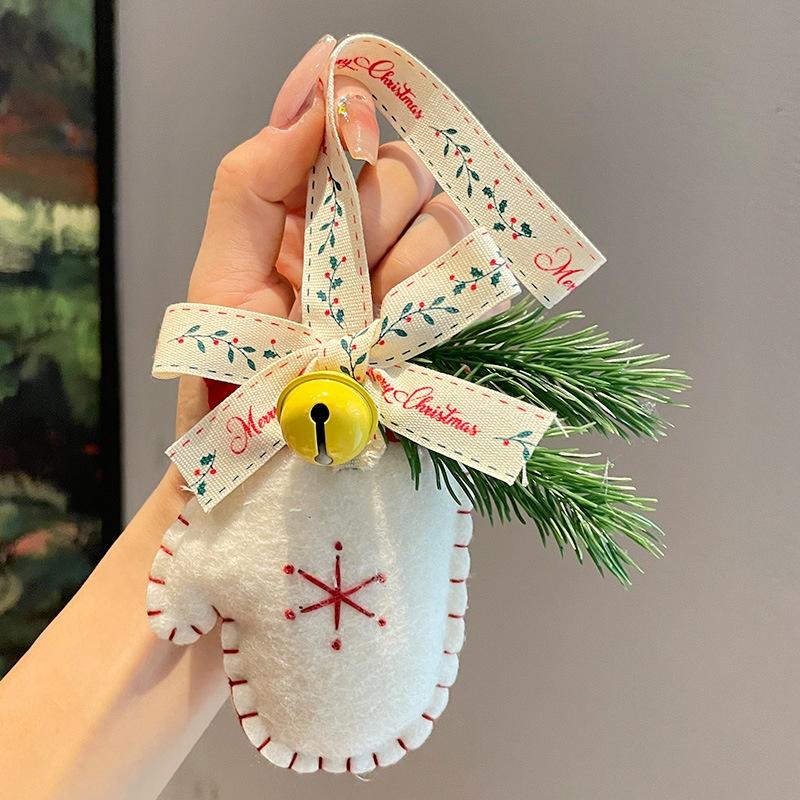 Christmas Atmosphere Pendant Gift Star Plush Bow Christmas Tree Red Pendant Wind Chime Creative Gift