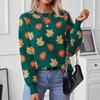 Jacquard Round Neck Sweater Maple Leaf Pattern Casual Pullover Loose Knitwear Thicken Warm Commuting Harajuku Long Sleeved Bottoming Shirt Fall Winter