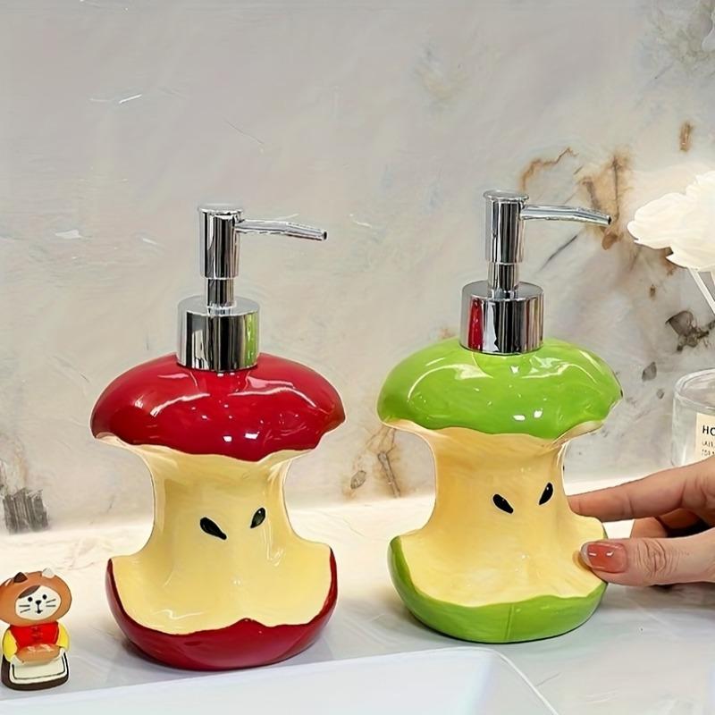Apple Core Shaped Ceramic Soap Dispenser, Ins Style Lotion Bottle for Shampoo Shower Gel, Home Decor Gift
