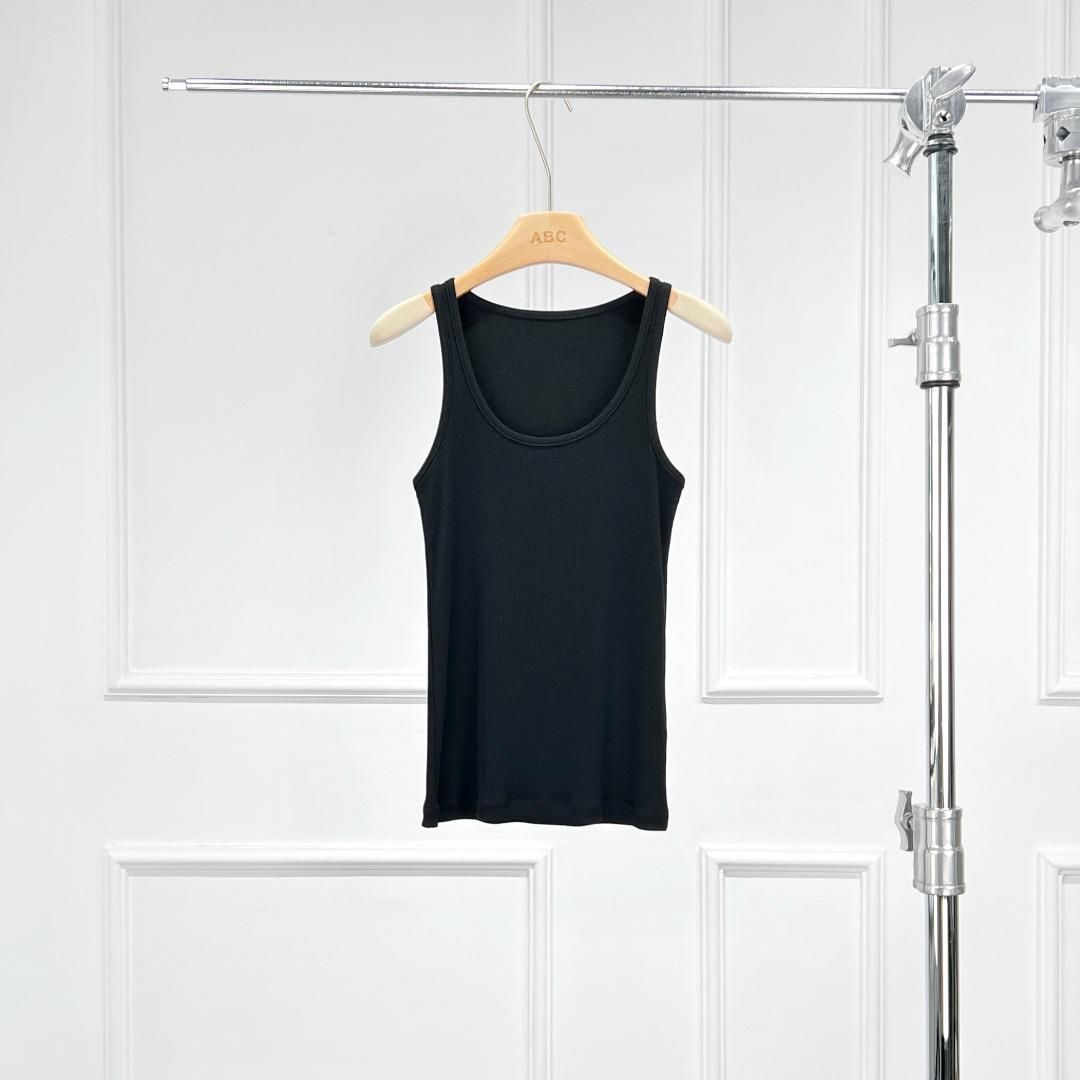 

Warren Sea Dragon | Stylish American Low-Cut Ribbed Crew Neck Slim Fit Tank Top for Women - Spring/Summer Comfort Medium чёрный