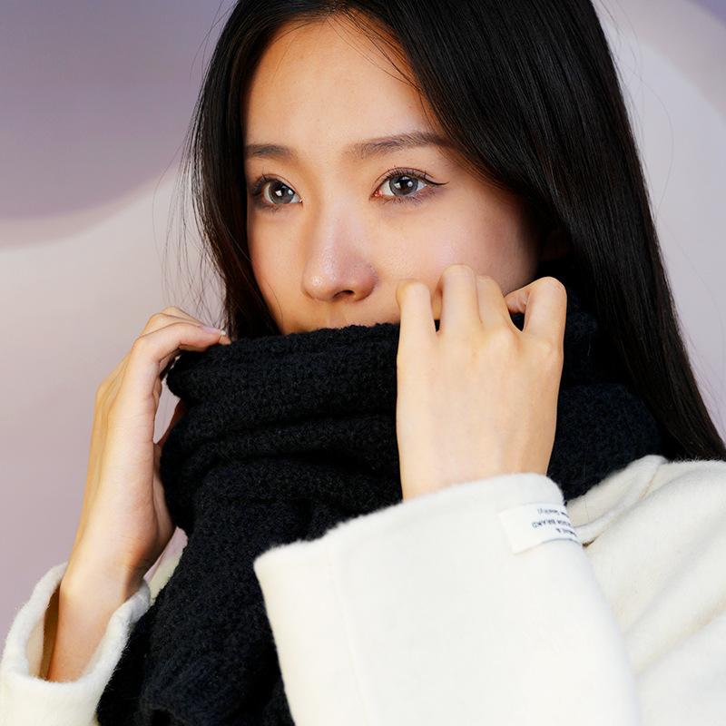 Autumn and winter new solid color scarf fashionable versatile knitted warm trendy scarf women