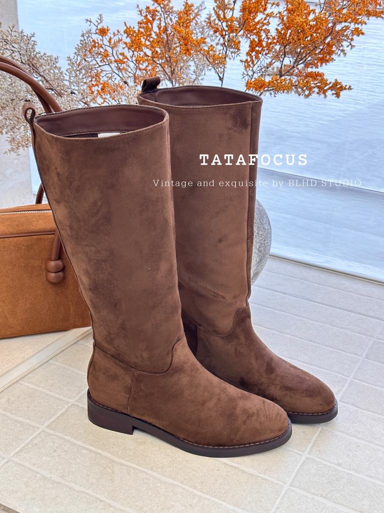 Autumn and Winter New Leather Thick Heel Boots Women's Thin Tall Boots But Knee Elastic Thin Boots Thick Leg Knight Boots