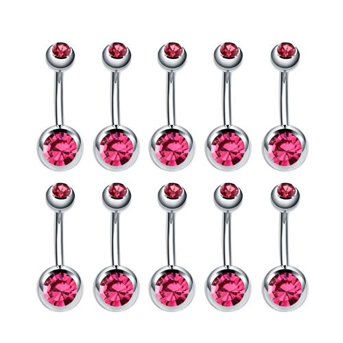 10Pcs Stainless Steel Belly Button Piercings Navel Earrings Gemed Goth Belly Rings Piercing Ombligo Punk Body Jewelry Women Men