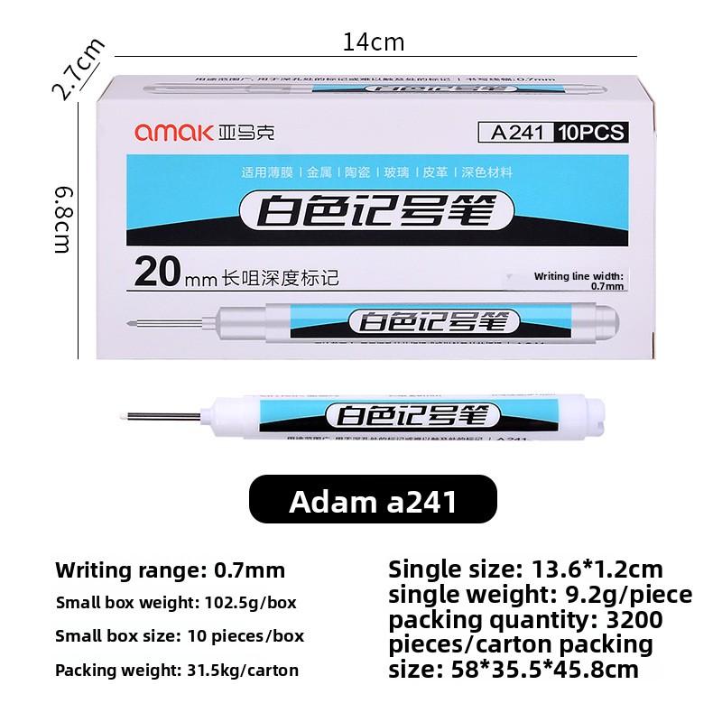 1pcs Quick-Dry White Marker Pen  Fine Tip for Drawing  Tire Marking Highlighting  Odorless Waterproof Ink