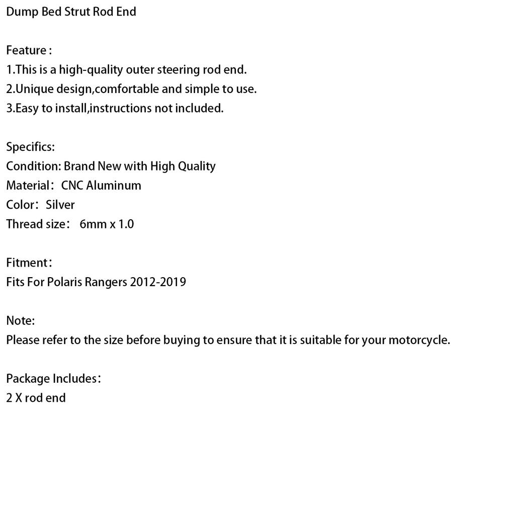 2PCS CNC Aluminum 6mm Dump Bed Strut Rod End For Polaris Rangers 2012-2019