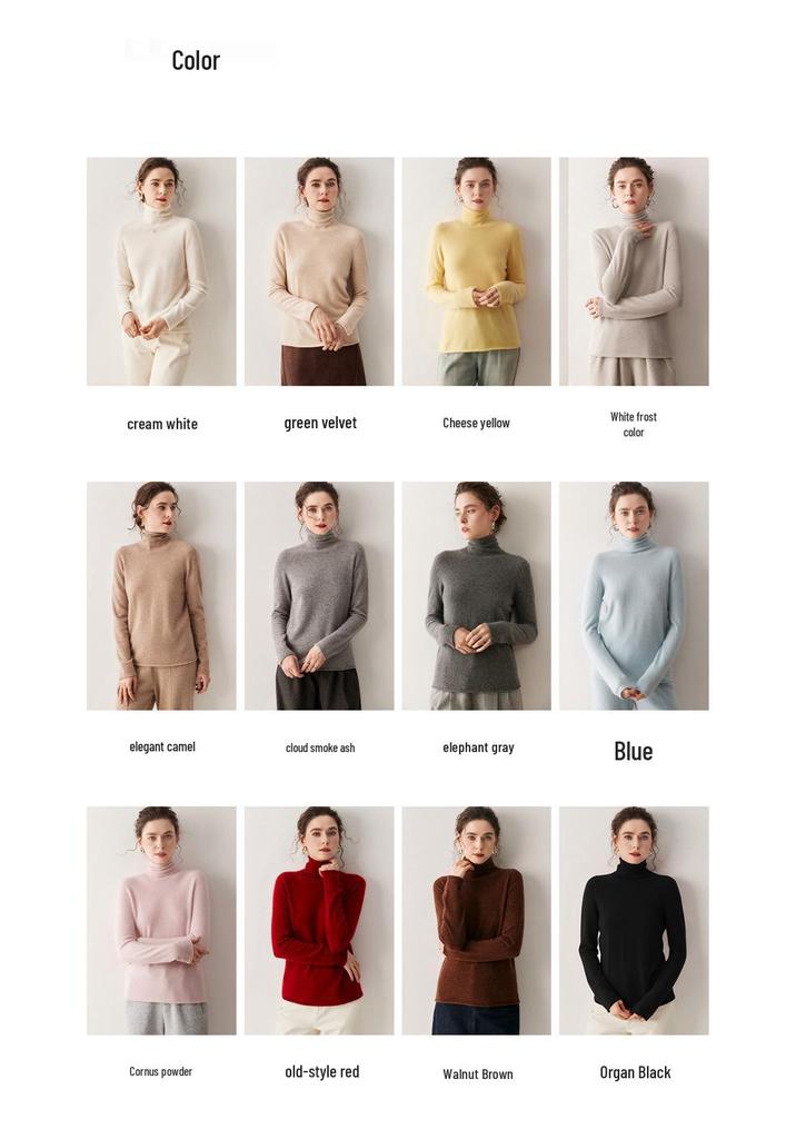 Women's New Style Cashmere High Neck Knit Top - Soft, Comfortable, Loose Fit Inner Layer Sweater for Autumn/Winter.