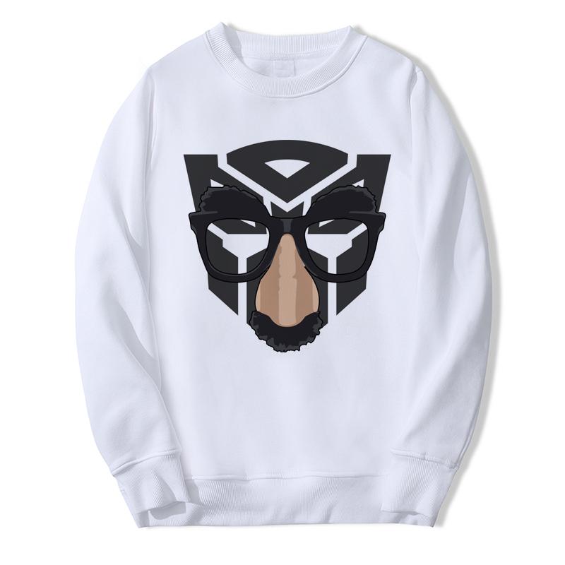 

Свитер Harajuku Толстовка с круглым вырезом Робот с маскировочным принтом Модный свободный белый топ большого размера Xs-5XL