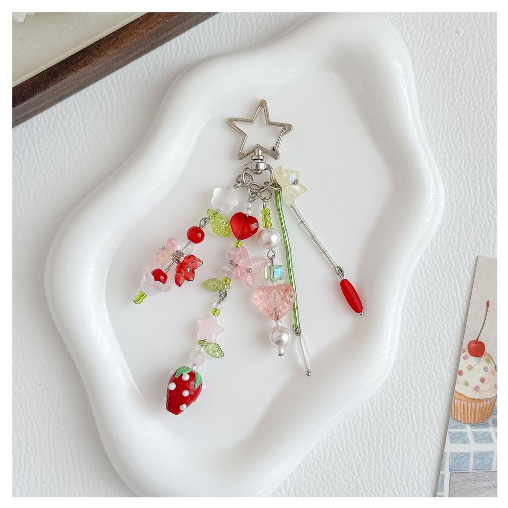 Silver Butterfly Star Women Irregular Liquid Butterfly Charm Bead Chain Ring Bag Pendant Gothic Accessories Bag Charm