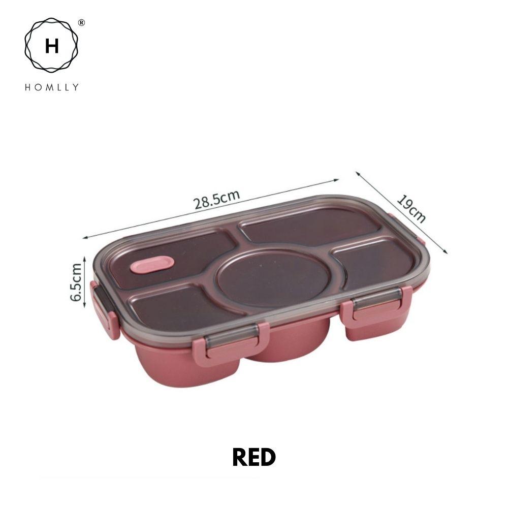 HOMLLY 5 Compartments Leakproof Salad Bento Lunch Box Container