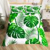 Dark Green Boho Duvet Cover Tropical Botanical Bedding Set Abstract Mid Century Palm Leaf Comforter Covers Plant Home Room Decor