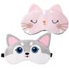 Dinntty Silk Eye Mask, Light-Blocking, Cute Cat Design, Eye Mask for Eyestrain, Blindfold, Soft Eye Cover for Women and Kids, Adjustable Straps, Set O