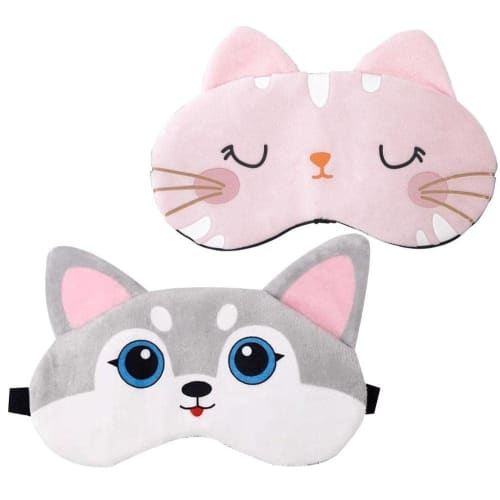 Dinntty Silk Eye Mask, Light-Blocking, Cute Cat Design, Eye Mask for Eyestrain, Blindfold, Soft Eye Cover for Women and Kids, Adjustable Straps, Set O