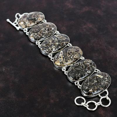 Turritella Agate armbånd Stilig edelsten smykker 925 sterling sølv armbånd Håndlaget Boho smykker justerbar kjede armbånd gave til henne