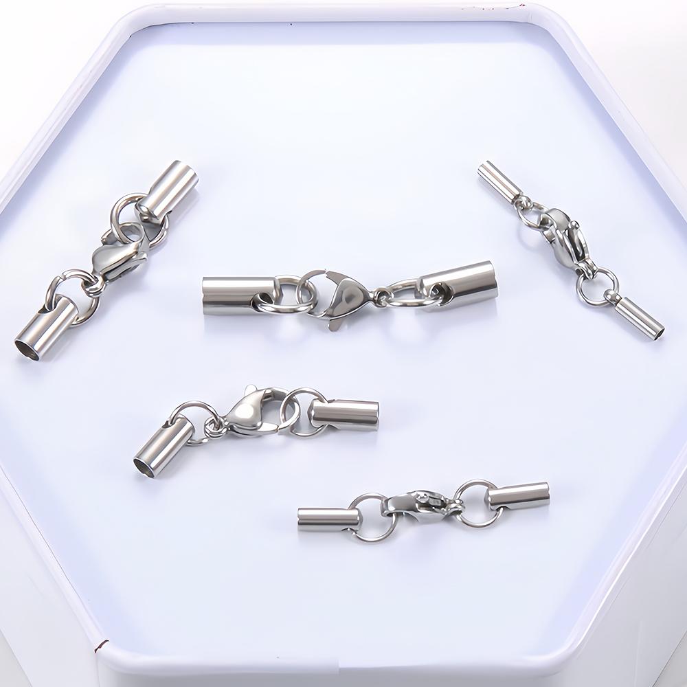 20-50pcs 1-5mm Stainless Steel End Tip Cap Crimp Clasps Connector DIY Tassel Leather Cord End Crimp Jewelry Making Supplies