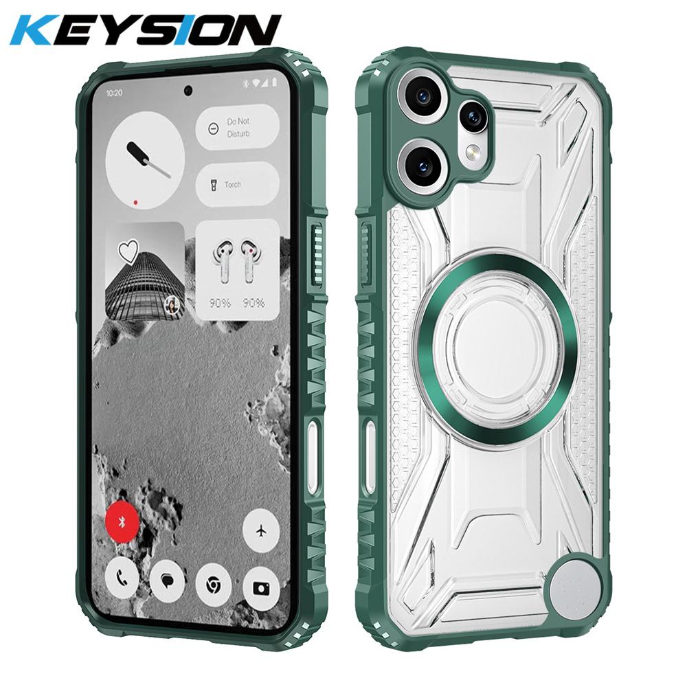 KEYSION Transparent Magnetic Case for Nothing CMF Phone 2 Pro Silicone+PC Heavy Duty Shockproof Phone Cover for CMF Phone 2 Pro