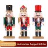 15cm Christmas Nutcracker Decor Solid Pine Wood Soldier Doll Handcrafted German-Style Ornament Xmas New Year Party DIY 3Pcs