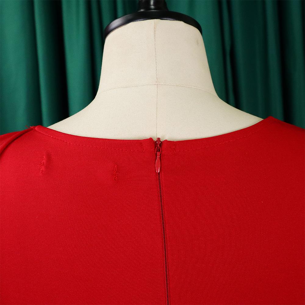 Large Size Women Summer Fashion Long Sleeves Short Dress Ladies Elegant One Piece Solid Sheath Dress