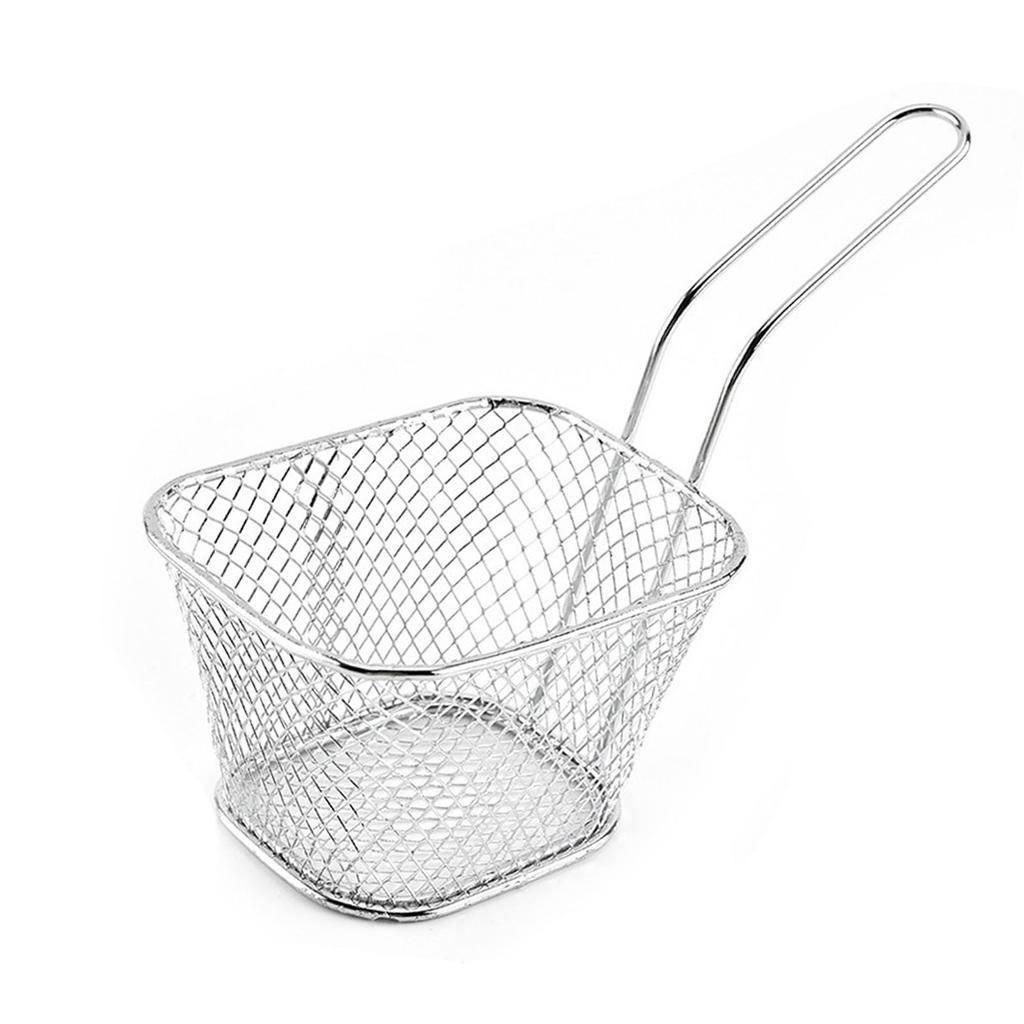 Deep Fry Basket Stainless Steel Mesh Basket with Handle Easy Clean Large Capacity Fry Cooking Tool