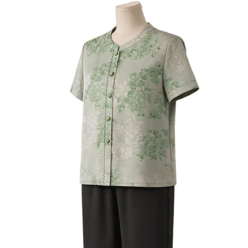 Elderly Women's Summer Short-Sleeve Shirt Set