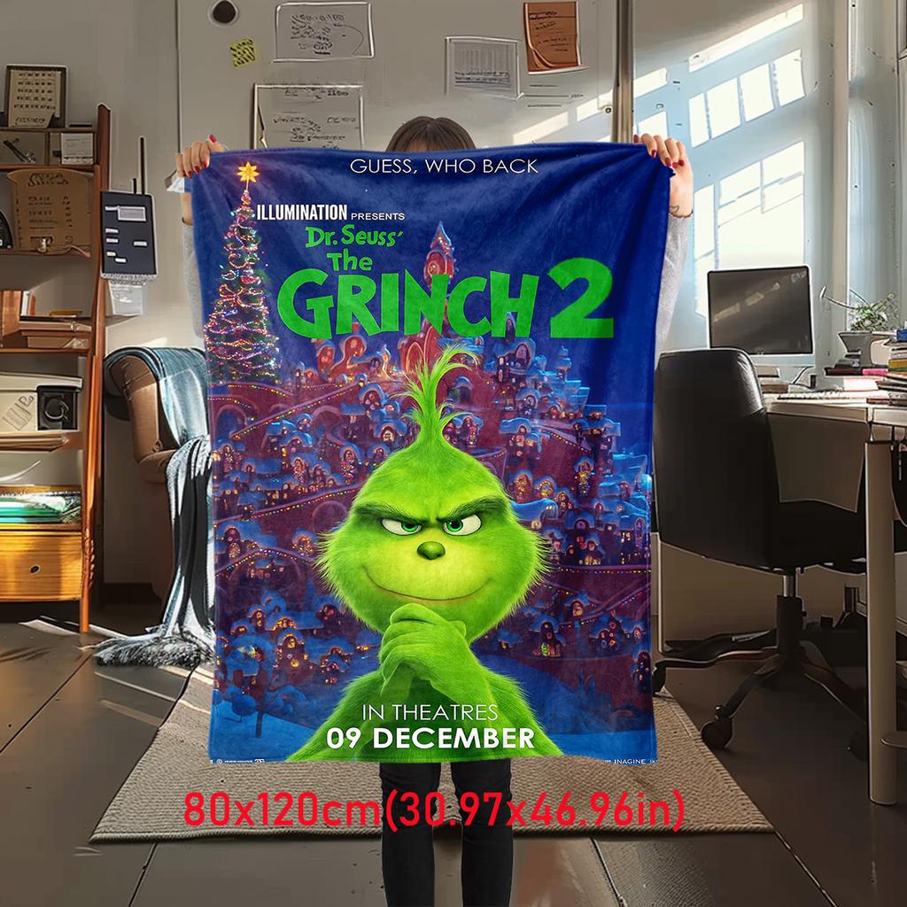 Christmas Gift Comedy Movie How the Grinch Stole Christmas Blanket Home Warming, Four Season Bed Decoration Sofa Cover Flannel Throwing Blanket K13
