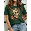 Fashion Women Retro Creative Skull Print T Shirt Funny Casual O-neck Short Sleeves T-shirt Summer Female Tee Shirt