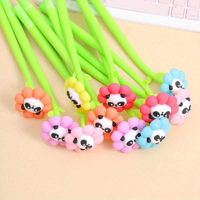 10pcs Panda Flower Shaking Neutral Pen Black Signature Pen Cartoon Creative Student Water Pen Stationery