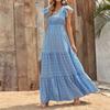 Bohemian Floral Maxi Dress - V-Neck Empire Waist Patchwork