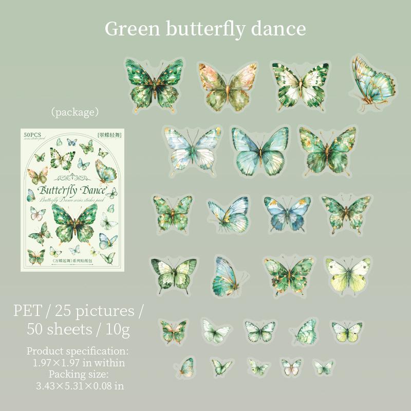 50pcs Butterfly Stickers pack Junk Journal Planner Collage Aesthetics Decoration Scrapbooking Supplies School Stationery Sticker