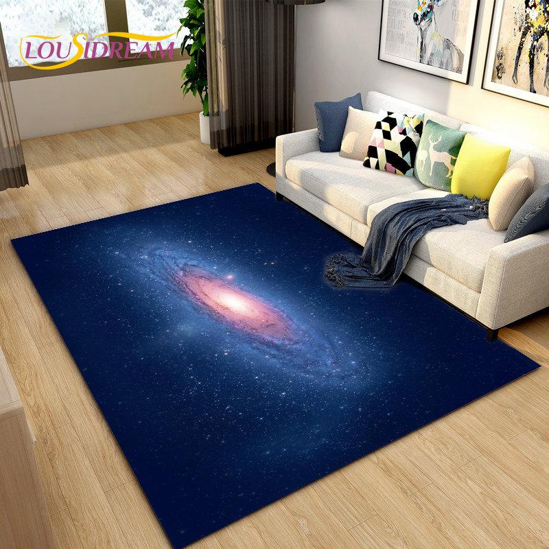 Tappeto Area Stelle Spazio Universo Galassia, Tappeto per Soggiorno Decorazione Camera dei Bambini, Tappetino Antiscivolo per Gioco e Gattonamento Bambini